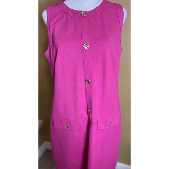 Talbots Hot Pink Retro Sleeveless Shift Dress - Size 10 - Picture 2 of 7